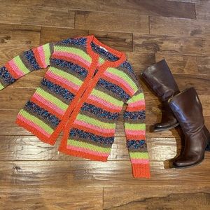 Mustard Seed Colourful Striped Knit Cardigan, M